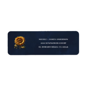 Étiquette Fête des mariées de tournesol bleu rustique