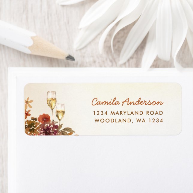 Étiquette Fête des mariées florale Boho (En situation)