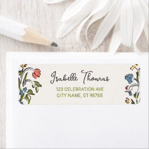 Étiquette Fête des mariées florale tirée à la main