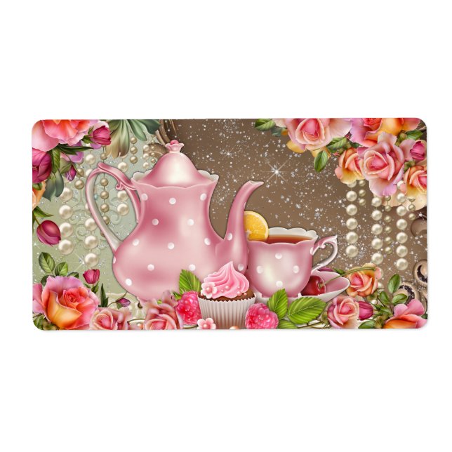 Étiquette Fête des mariées Tea Party Bouteille d'eau Étiquet (Devant)