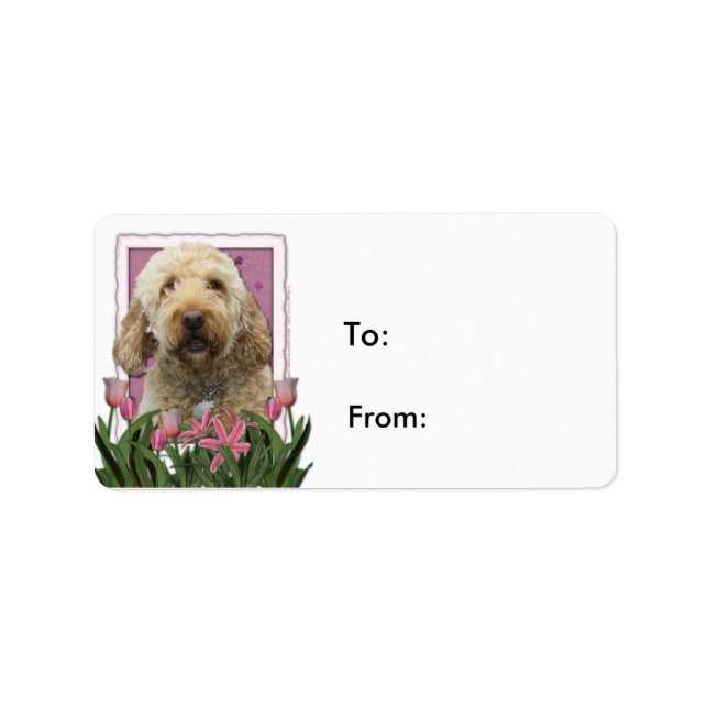 Étiquette Fête des mères - Tulipes roses - GoldenDoodle (Devant)