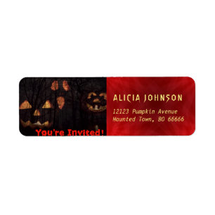 Étiquette Fête d'Halloween effrayant avec des fantômes dans 