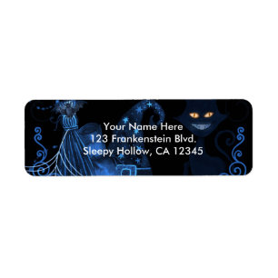 Étiquette Fête magique d'Halloween Chat noir Lumières de Glo