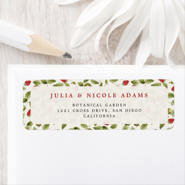 ÉTIQUETTE FÊTE PRÉNATALE BÉBÉ FRAISE SAUVAGE (En situation)