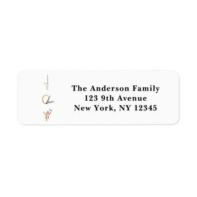 Étiquette Fêtes Botaniques Joy Rustic Gold Minimal Party (Devant)