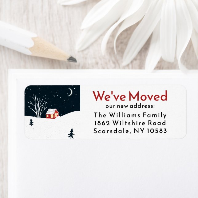 Étiquette Fêtes de Noël Hiver Nous avons déménagé Nouvelle m (En situation)