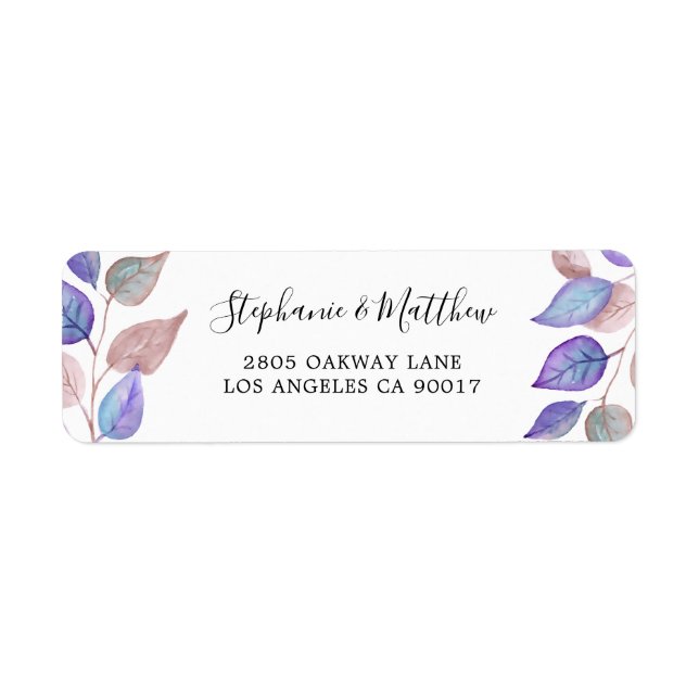 Étiquette Feuillage d'aquarelle moderne peint en feuilles vi (Devant)