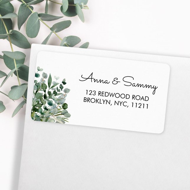 Étiquette Feuillage de feuilles vertes d'eucalyptus Adresse (In situ envelope)