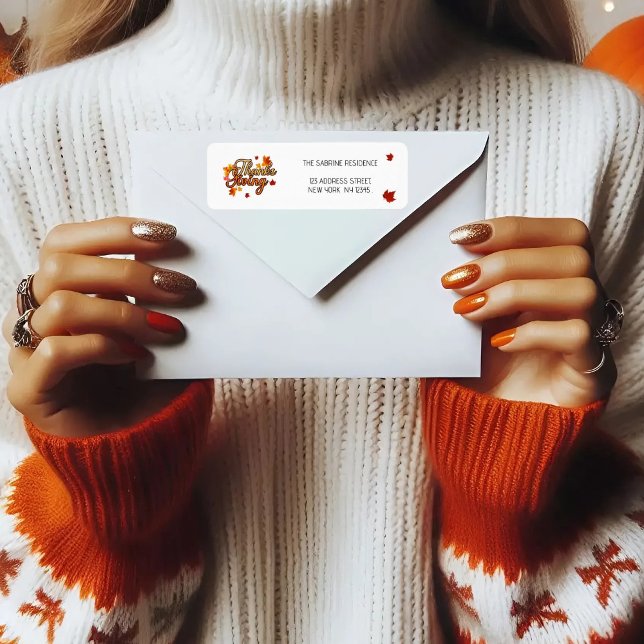 Étiquette Feuillage élégant de Thanksgiving automne retour (Créateur téléchargé)