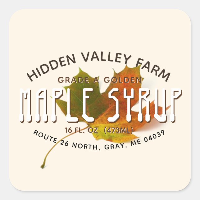Étiquette Feuille haute en sirop d'érable personna (Devant)