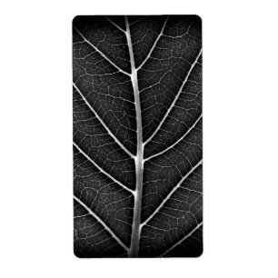 Étiquette Feuille lumineuse noir et blanc en gros plan