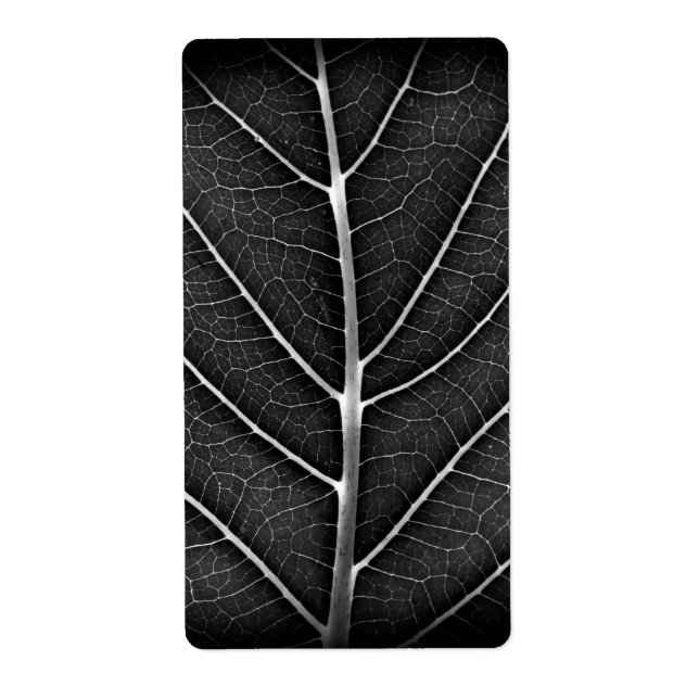 Étiquette Feuille lumineuse noir et blanc en gros plan (Devant)