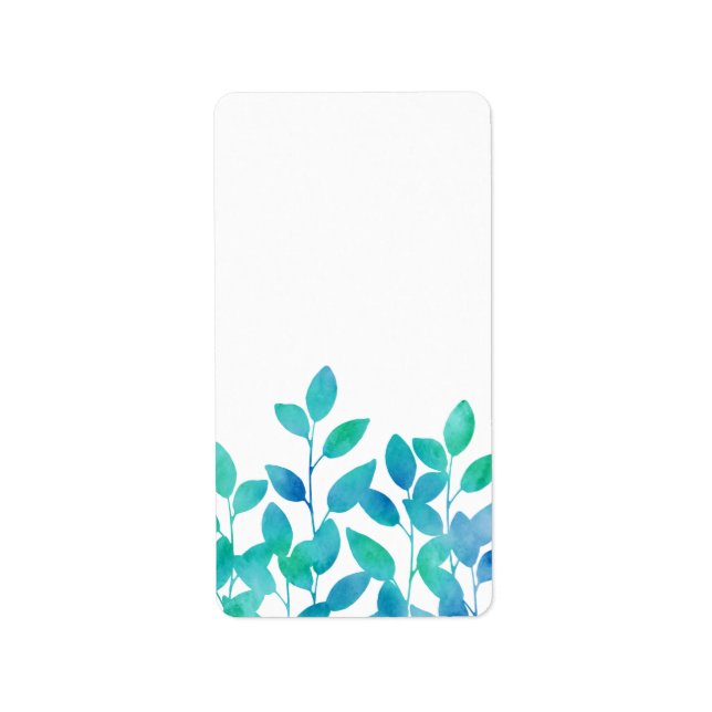 Étiquette Feuilles bleu turquoise (Devant)