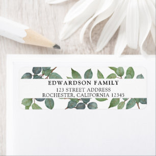 Étiquette Feuilles botaniques aquarelle retour Adresse Label