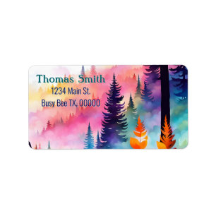 Étiquette Feuilles colorés N Arbres de la forêt sur la monta