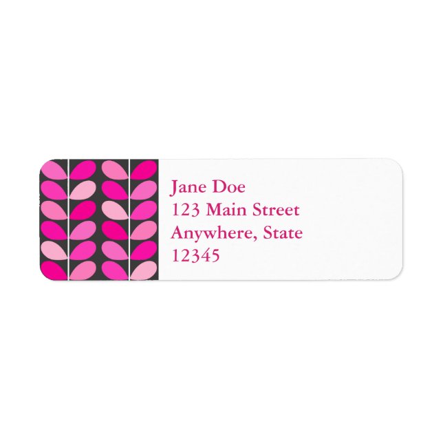 Étiquette Feuilles danois du milieu du siècle, Fuchsia rose  (Devant)