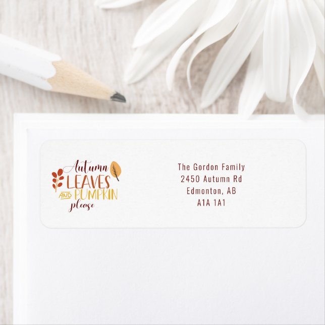 Étiquette Feuilles d'automne Citrouille S'il vous plaît Bon  (En situation)