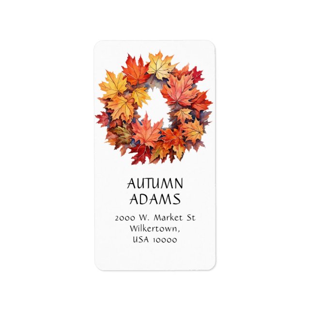 ÉTIQUETTE FEUILLES D'AUTOMNE COULEURS WREATH (Devant)