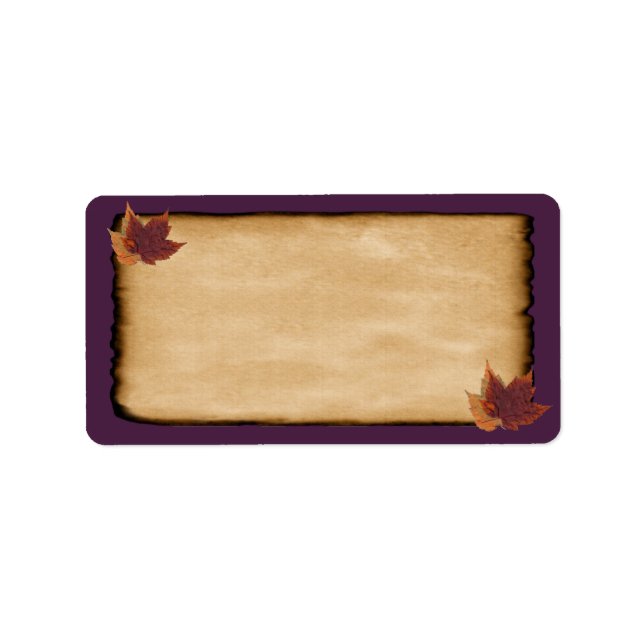 Étiquette Feuilles d'automne, Papier vieilli REGARDER Étique (Devant)