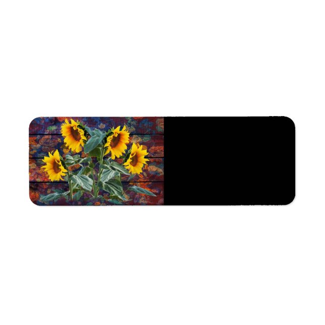 Étiquette Feuilles d'automne rustiques et tournesols (Devant)