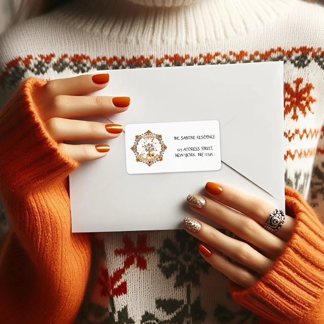 Étiquette Feuilles de l'érable de Thanksgiving cadre automne (Créateur téléchargé)