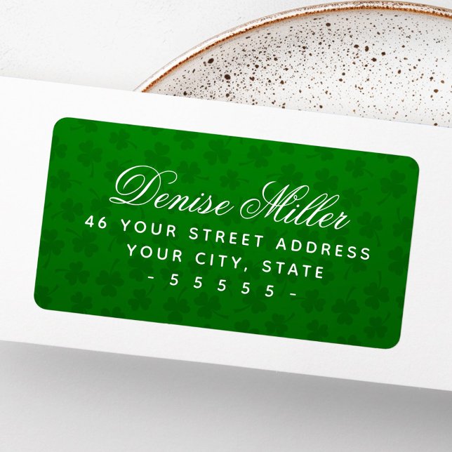 Étiquette Feuilles de trèfle vert jour de la Saint-Patrick c (Lucky clover leaves green St Patrick's day Label)