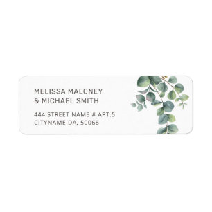 Étiquette Feuilles d'eucalyptus à l'aquarelle simple Mari