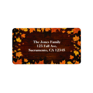 Étiquette Feuilles Pailletées de l'Automne Rustique et Éléga