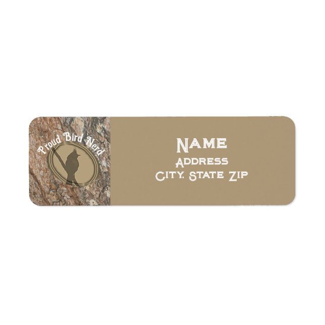 Étiquette Fier Bird Nerd Silhouette Rustique Birder (Devant)