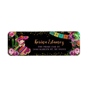 Étiquette Fiesta colorée mexicaine Floral Anniversaire Adres