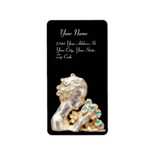 Étiquette FILLE AUX FLEURS, or, noir