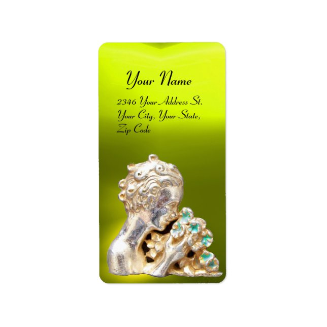 Étiquette FILLE AUX FLEURS, topaz jaune or (Devant)