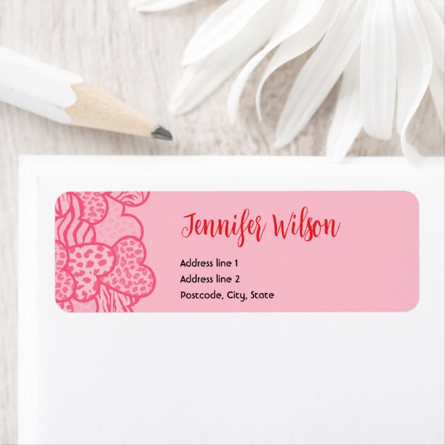 Étiquette Fille Blush Rose Coeurs Posters de animaux Valenti (En situation)