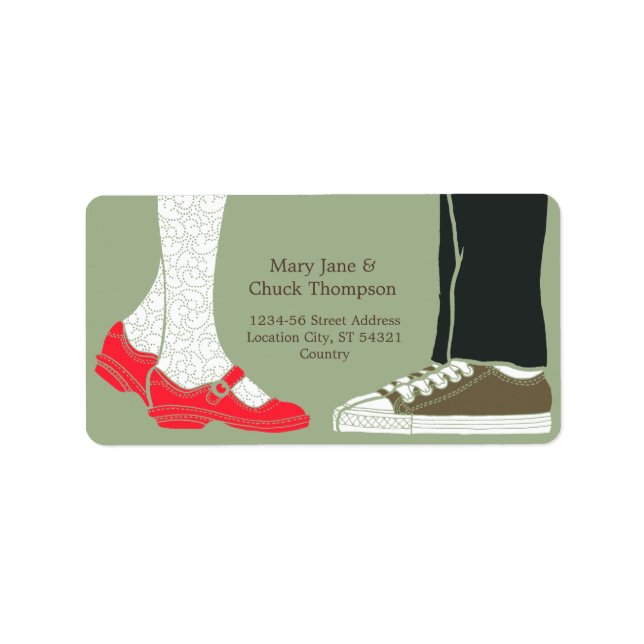 Étiquette Fille Chaussures et Baskets Mariage illustré (Camo (Devant)