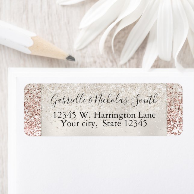 Étiquette Fille Glam Élégant rose Parties scintillant blanch (En situation)