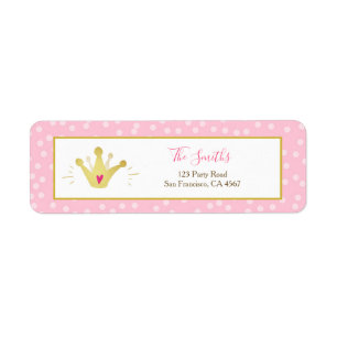 Étiquette Fille rose de couronne d'or d'étiquette de adresse
