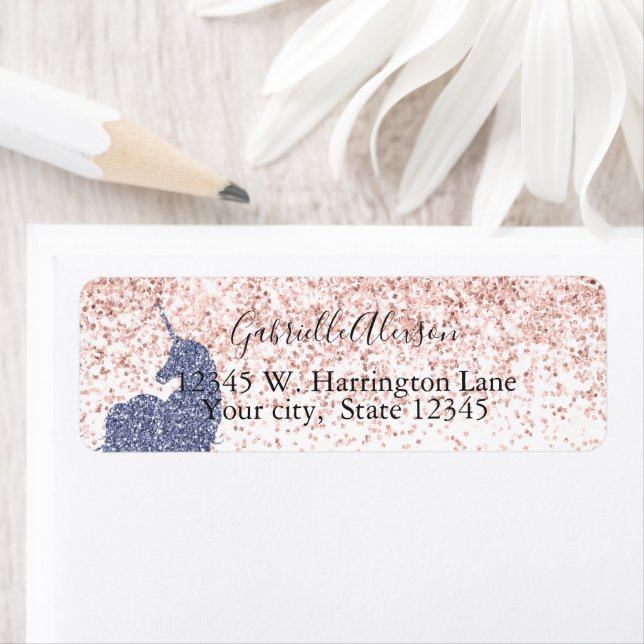 Étiquette Fille rose violet Unicorn Parties scintillant Glit (En situation)