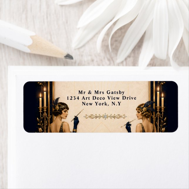 Étiquette Filles Gatsby flapper thème mariage années 1920 mo (En situation)