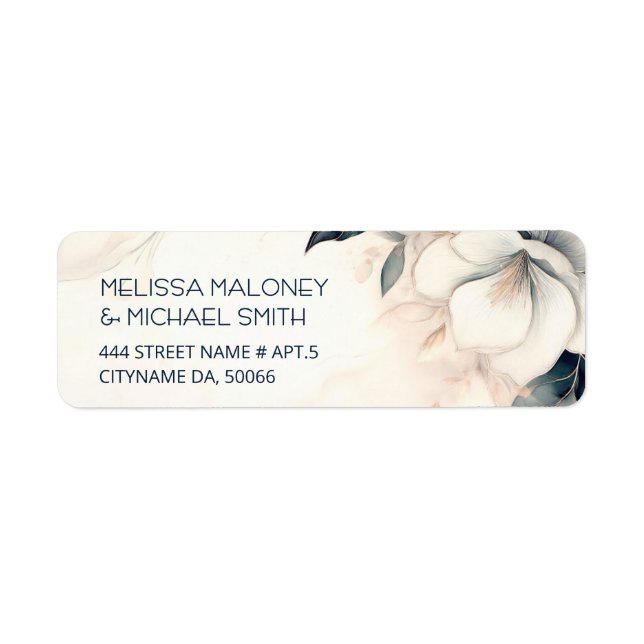 Étiquette Fine Art Blue Ivory Flower |  Mariage (Devant)