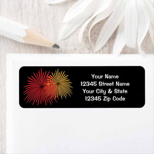 Étiquette Fireworks display custom return address labels (En situation)
