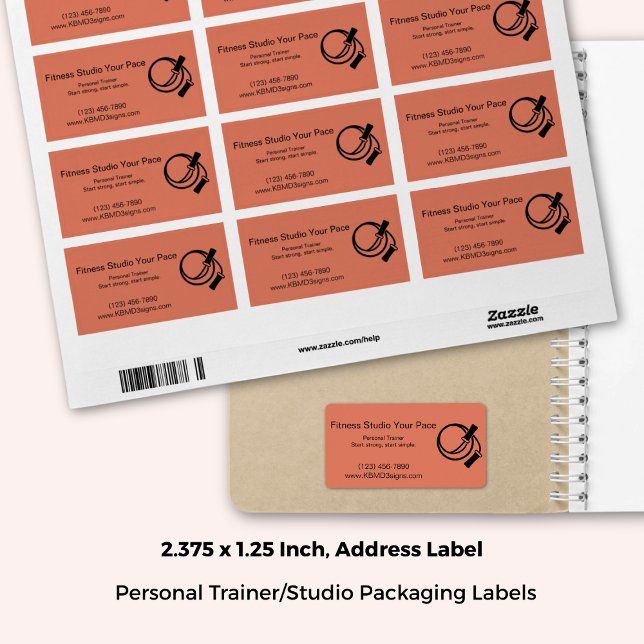 Étiquette Fitness Business Skipping Rope Orange Address (2.375x1.25 Inch, Fitness Business Skipping Rope Orange Address Label)