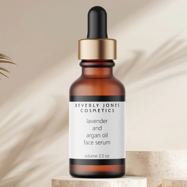 Étiquette Flacon compte-gouttes de cosmétiques moderne blanc (Créateur téléchargé)