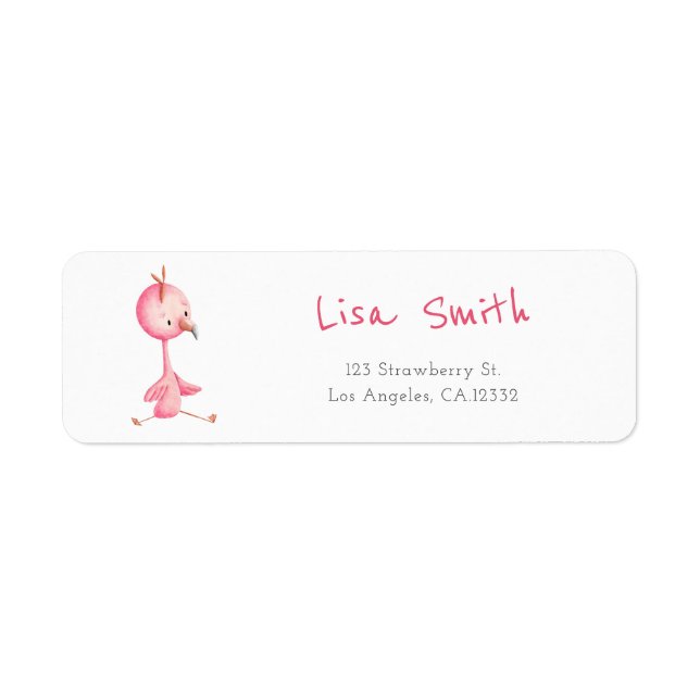 Étiquette Flamant Rose Adresse de l'expéditeur (Devant)