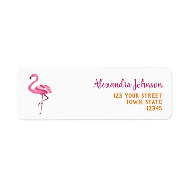 Étiquette Flamant Rose Adresse de l'expéditeur (Devant)