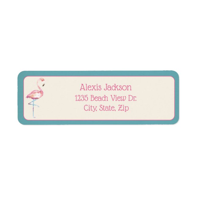 Étiquette Flamant rose aquarelle (Devant)