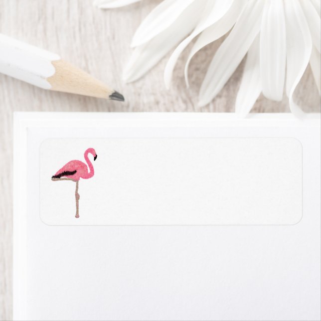 Étiquette Flamant rose pailleté Noël plage (En situation)