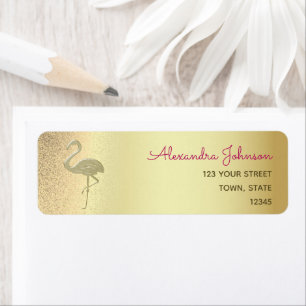 Étiquette Flamant rose Pink and Gold Parties scintillant Adr