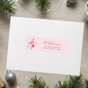 Étiquette Flamant rose rose Whimsical Noël Adresse de retour