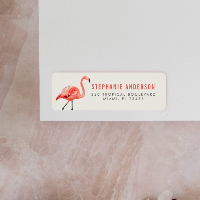 Étiquette Flamant rose | Typographie moderne d'adresse de re (Créateur téléchargé)