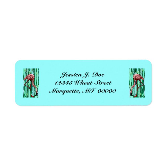 Étiquette Flamants roses en espagnol Moss Retourner l'adress (Devant)